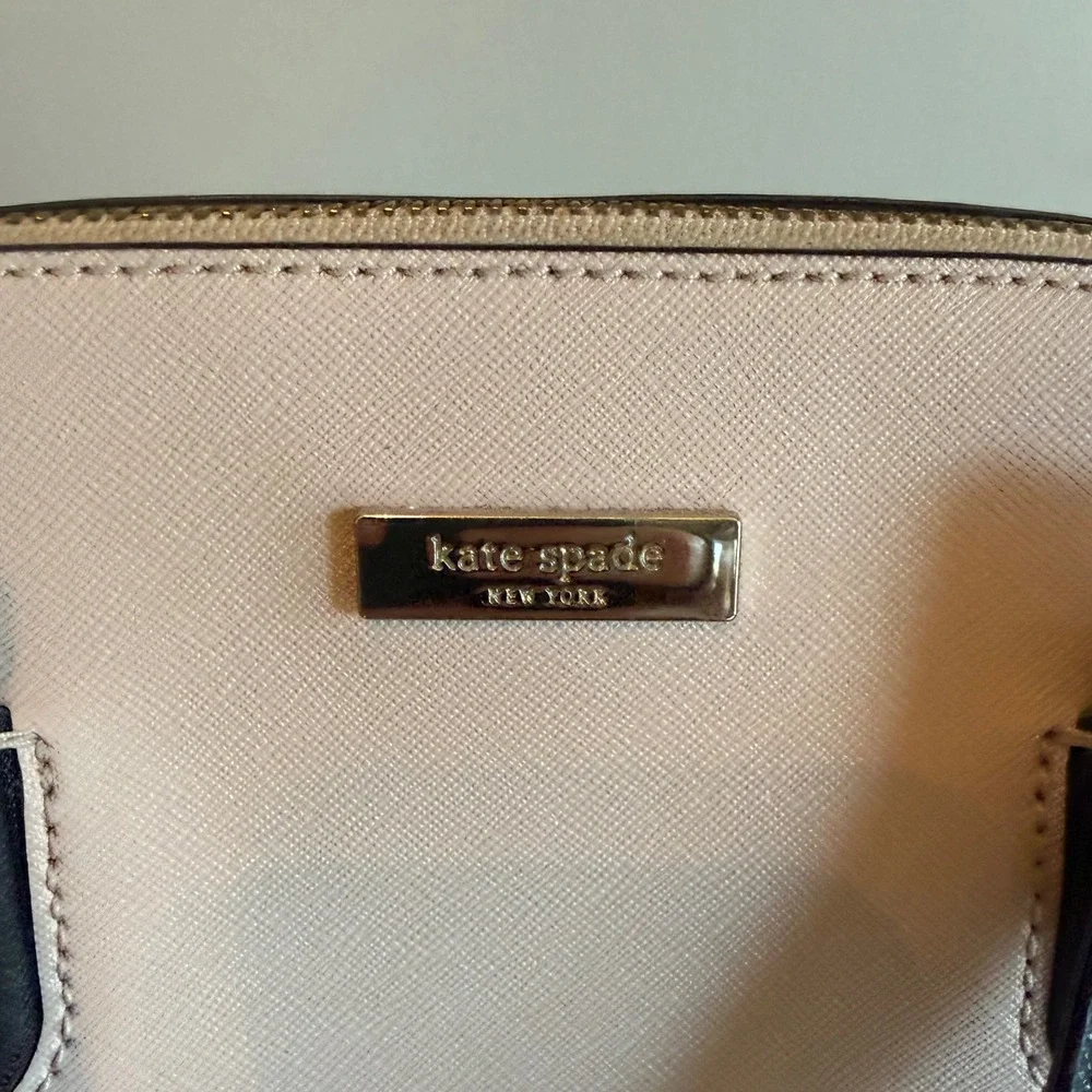 Kate Spade Laurel Way Reiley Medium Dome‎ Satchel Vellum/Pink and Black Purse